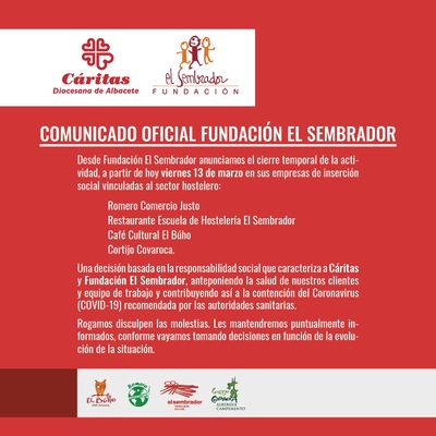 COMUNICADO OFICIAL DE FUNDACIóN EL SEMBRADOR